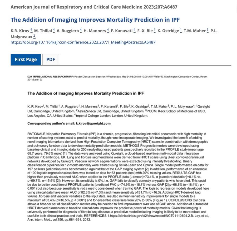 Imaging adds to mortality prediction in IPF ATS abstract