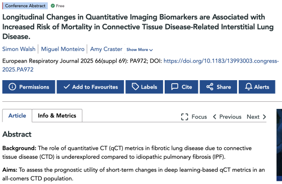 Longitudinal Changes in Quantitative Imaging Biomarkers are Associated with Increased Risk of Mortality in Connective Tissue Disease-Related Interstitial Lung Disease