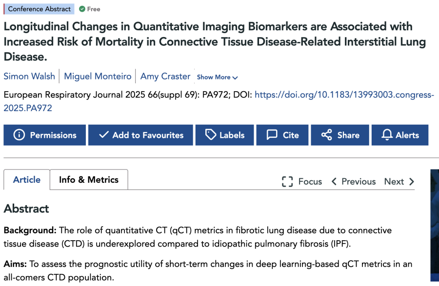 Longitudinal Changes in Quantitative Imaging Biomarkers are Associated with Increased Risk of Mortality in Connective Tissue Disease-Related Interstitial Lung Disease
